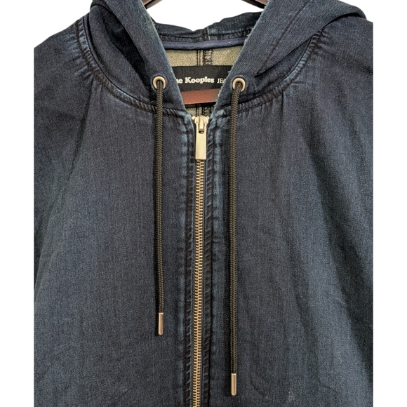 The Kooples JEANS Indigo Denim-Look Zip-Up Hoodie - Size Medium - Picture 5 of 8